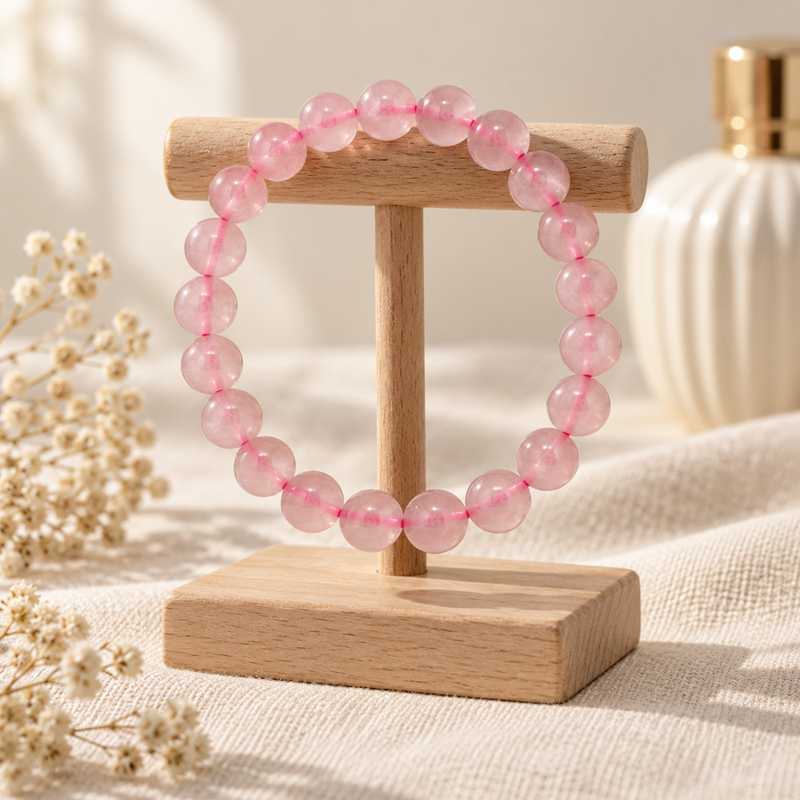 Serenity Rose Quartz Beaded Bracelet