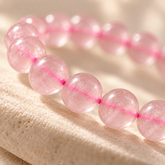 Serenity Rose Quartz Beaded Bracelet – macro detail