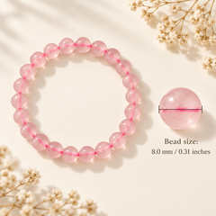 Serenity Rose Quartz Beaded Bracelet – size guide