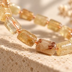 Celestial Red Hematoid Quartz Bracelet – macro detail