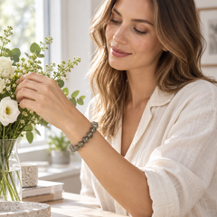 Celestial Green Phantom Quartz Bracelet – lifestyle wearing